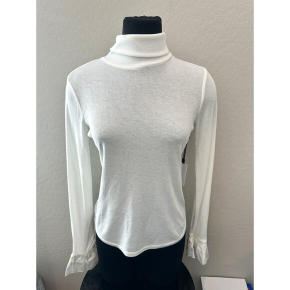 ASTR | White Ruffle Cuff Mock Neck Long Sleeve Top NWT | Size Medium - Picture 2 of 7